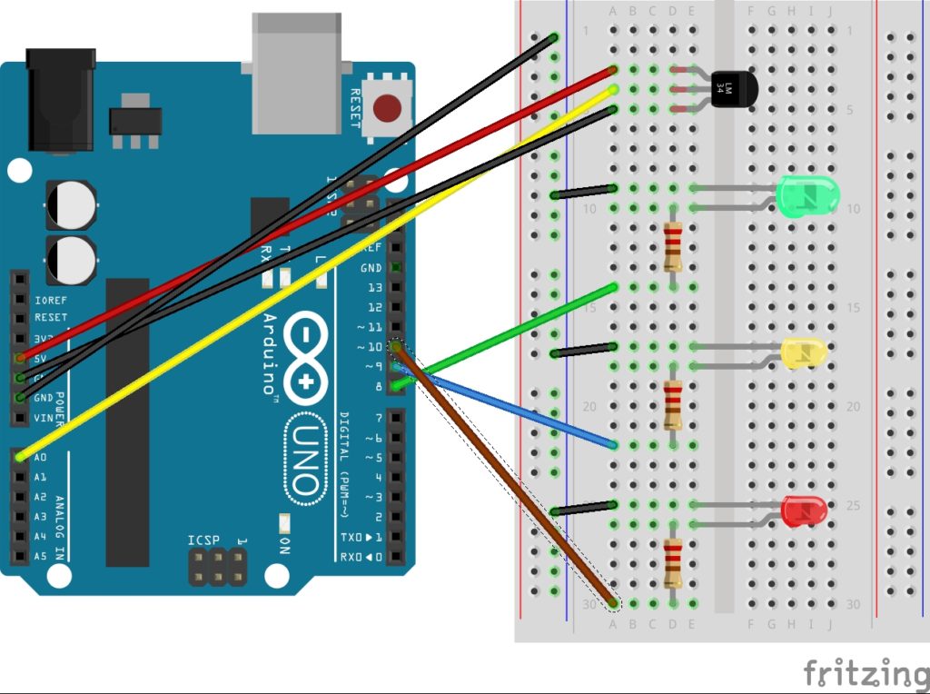 Analog Temperature Sensor LED on Arduino – Eli Computer Guy